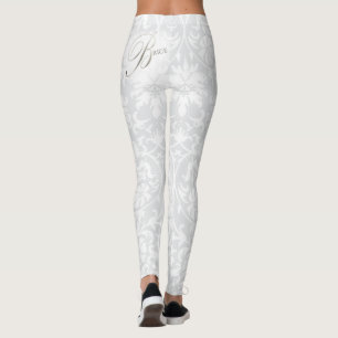 For the Bride - White Damask Leggings