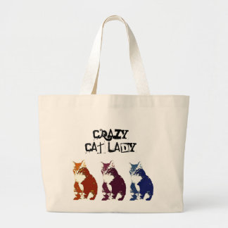 For the Crazy Cat Lady on the Go! Large Tote Bag