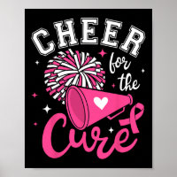 For The Cure Cute Cheerleader Pink Ribbon Pom Pom