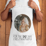"For the Dad That Fixes Everything" Apron<br><div class="desc">Celebrate the dad who’s always ready to fix things with our "For the Dad That Fixes Everything" apron! This durable and stylish apron is perfect for the dad who loves to cook, grill, or work on projects around the house. Featuring a heartfelt quote that honours his handyman skills, this personalized...</div>