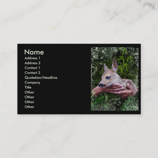 For the Love of Animals Business Card (Front)