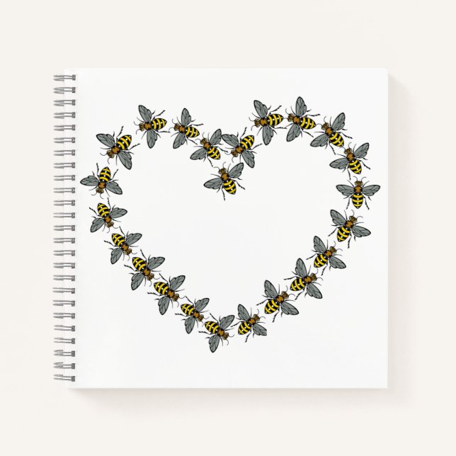 ‘For The Love of Bees’ Heart Design Notebook (Front)