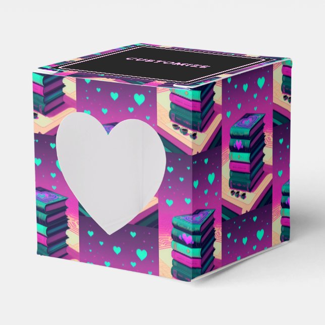 For The Love Of Books Pink Heart Favor Box (Front Side)