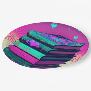  For The Love Of Books Pink Paper Plate