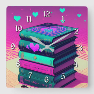For The Love Of Books Square Wall Clock