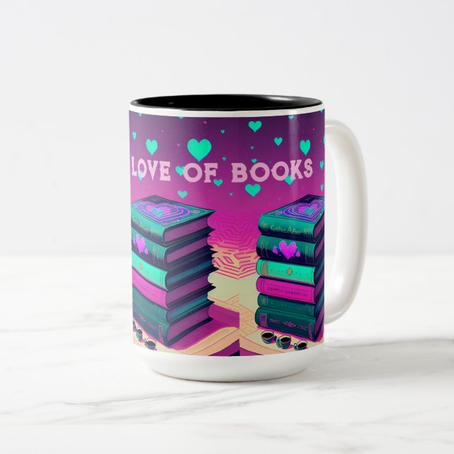 For The Love Of Books Two-Tone Coffee Mug (Front Right)