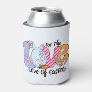 For The Love of Easter - Cute Bunny & Eggs Can Cooler