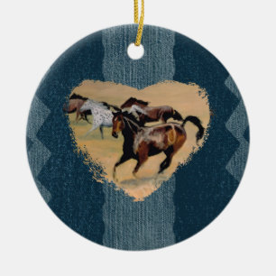 For the Love of Horses Ceramic Ornament