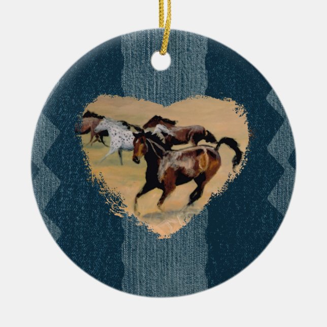 For the Love of Horses Ceramic Ornament (Front)