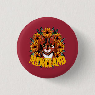 For The Love Of Maryland Calico Cat  1 Inch Round Button