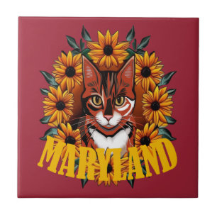 For The Love Of Maryland Calico Cat  Tile