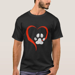 For The Love Of My Dog- Red Heart & White Dog Paw  T-Shirt
