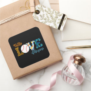 For The Love Of The Game Baseball Mom Leopard Square Sticker