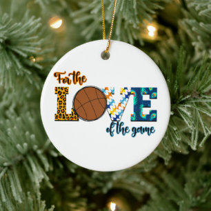 For The Love Of The Game Basketball Mom Leopard Ceramic Ornament
