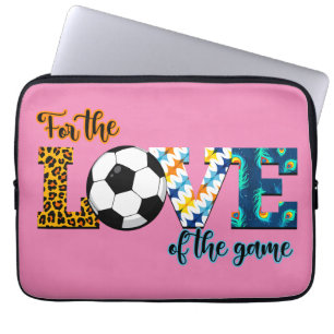 For The Love Of The Game Soccer Mom Leopard Laptop Sleeve