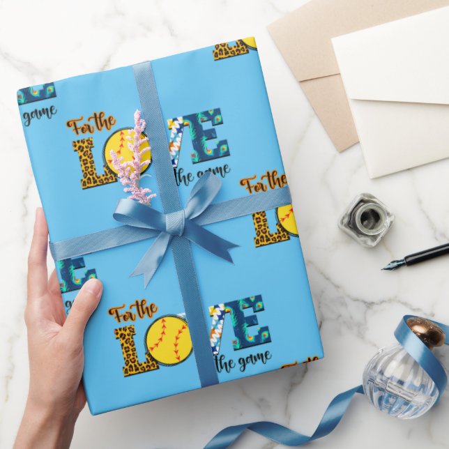 For The Love Of The Game Softball Mom Leopard Wrapping Paper (Gifting)