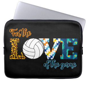 For The Love Of The Game Volleyball Mom Leopard Laptop Sleeve