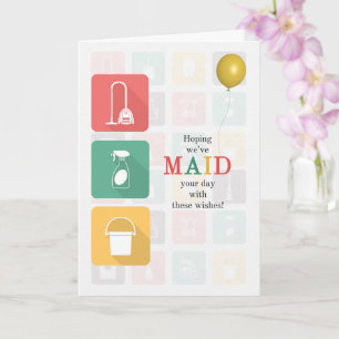for the Maid Birthday Wishes Cleaning Products Card