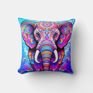 For the Nursery a Colourful Elephant on a Charming Throw Pillow