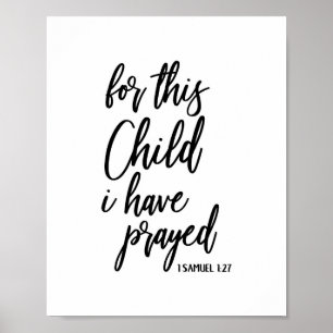 For This Child I Have Prayed Christian Print