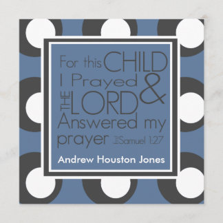 For this child I prayed Birth Announcement