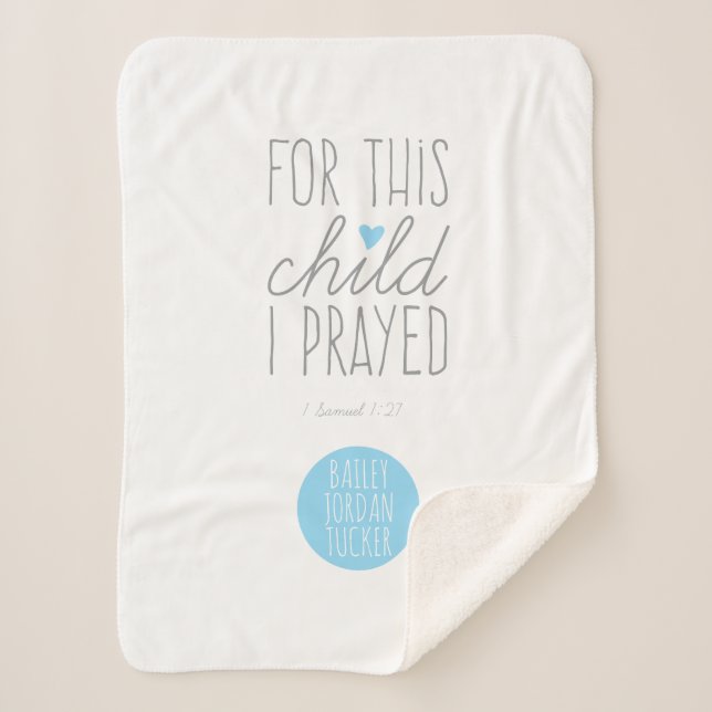 For This Child I Prayed in Blue Sherpa Blanket (Front)