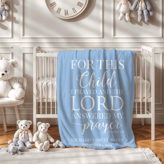 For this child I prayed personalized baby boy  Sherpa Blanket (Creator Uploaded)