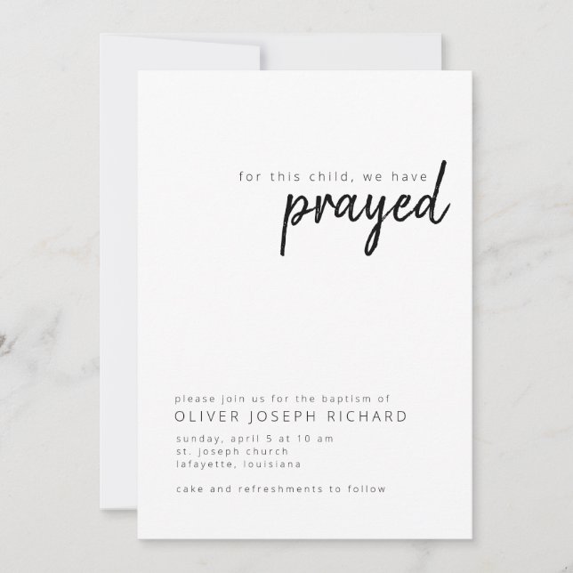 For This Child We Have Prayed Baptism Invitation (Front)