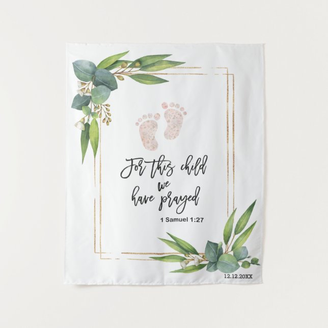 For This Child We Have Prayed Bible Verse Tapestry (Front)