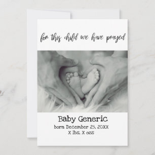For this Child We Have Prayed birth announcement