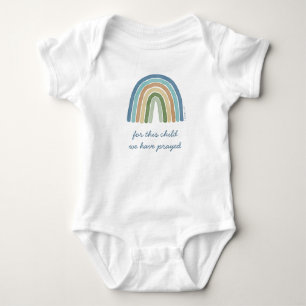 For This Child We Prayed Boho Rainbow Blue Baby Bodysuit