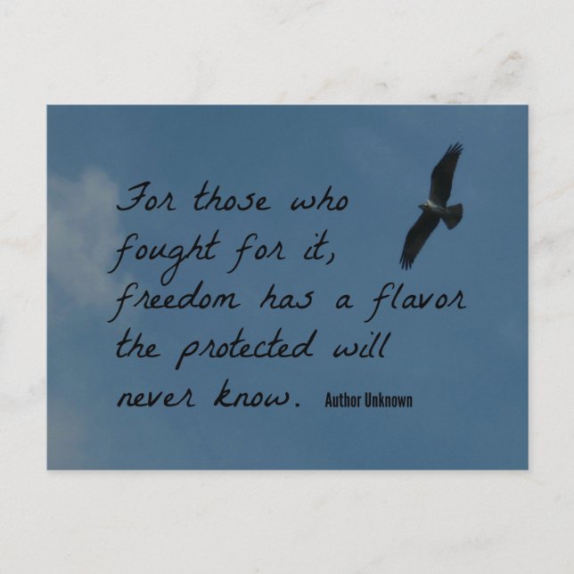 For those who fought for it, freedom has a flavour postcard (Front)