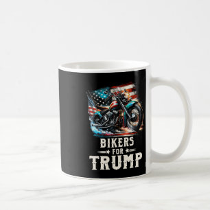 For Trump 2024 Motorcycle Patriotic American Flag  Coffee Mug