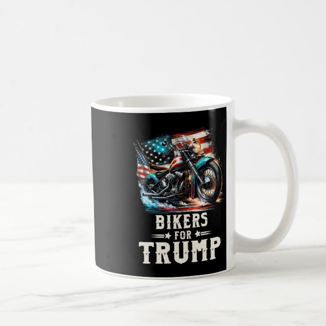 For Trump 2024 Motorcycle Patriotic American Flag  Coffee Mug (Right)