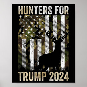 For Trump 2024 President Camouflage Deer Elk Antle Poster