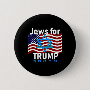 For Trump American Flag Star Of David Hebrew Suppo 2 Inch Round Button