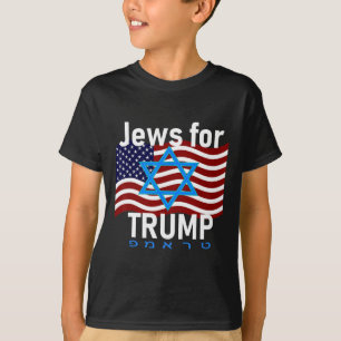 For Trump American Flag Star Of David Hebrew Suppo T-Shirt