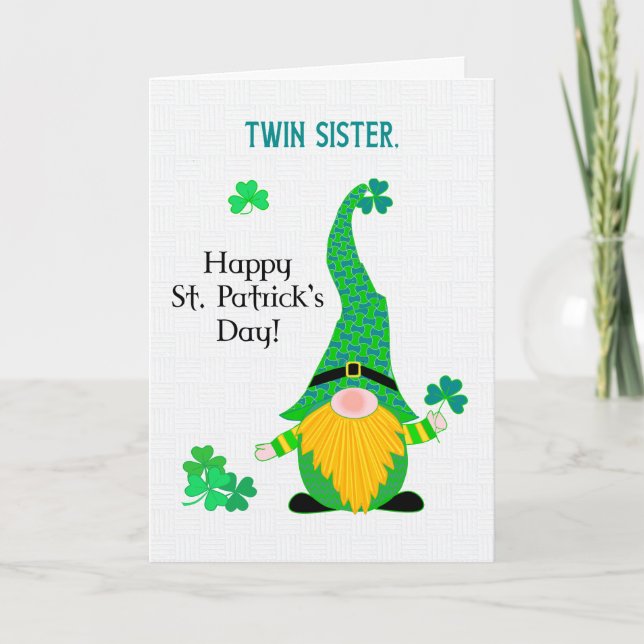 For Twin Sister St Patrick's Fun Leprechaun Card (Front)