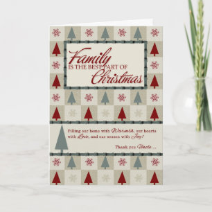 For Uncle Christmas Trees in Green and Burgundy Ho Holiday Card