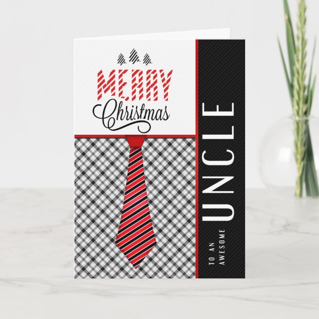 for Uncle Merry Christmas Masculine Necktie Holiday Card (Front)