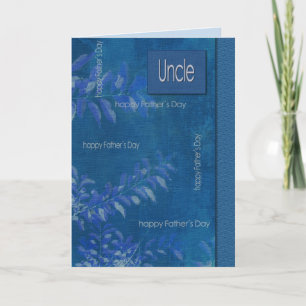 For Uncle on Father's Day. Elegant Blue Leaf Card