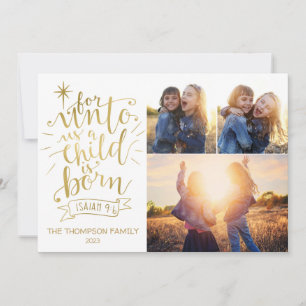 For Unto Us Christmas Photo Card Three Picture