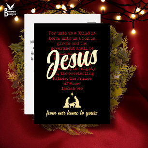 FOR UNTO US JESUS Christmas Foil Holiday Card