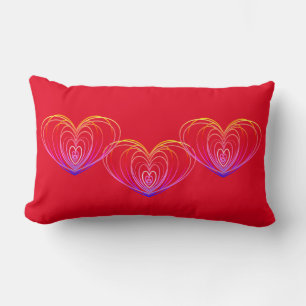 For Valentine's Day With Hearts Front and Back Lumbar Pillow