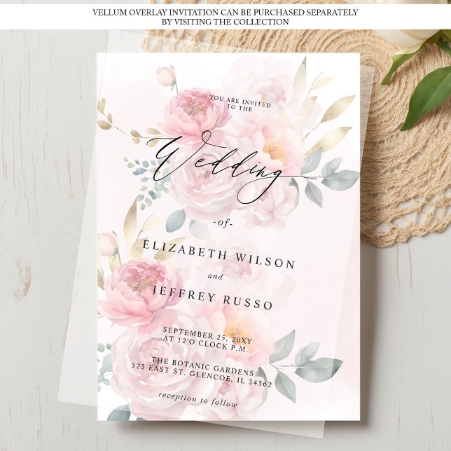 For Vellum Overlay Spring Blush Floral Wedding Invitation (For Vellum Overlay Spring Blush Floral Wedding Invitation)