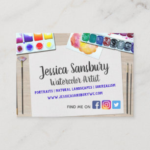 For Watercolor Artist Business Card