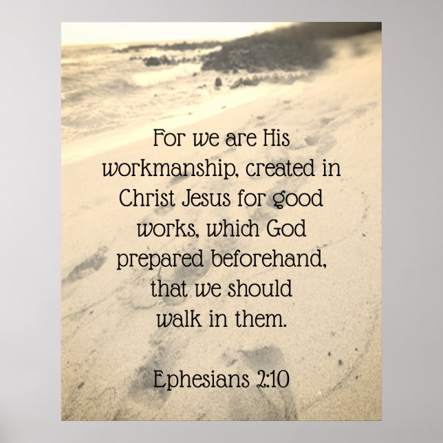 For we are His workmanship Footprints in the Sand Poster (Front)