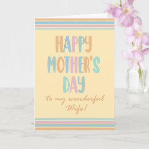 For Wife Mothers Day Stripes and Typography Card