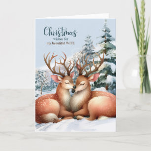 for Wife on Romantic Reindeer Christmas Holiday Card