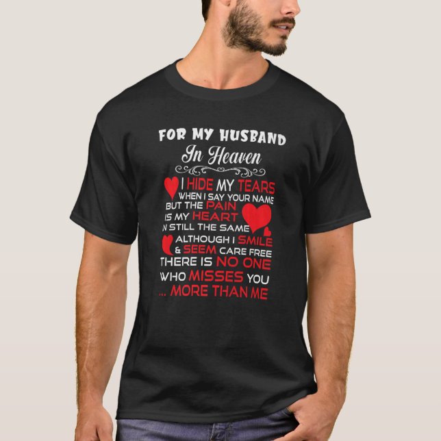 For Wives Loving & Missed Her Husband In Heaven Lo T-Shirt (Front)